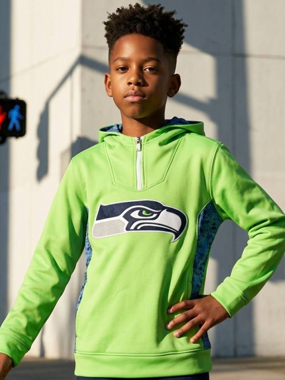 💜NFL Seattle Seahawks Lime Green & Blue Hoodie Youth Medium